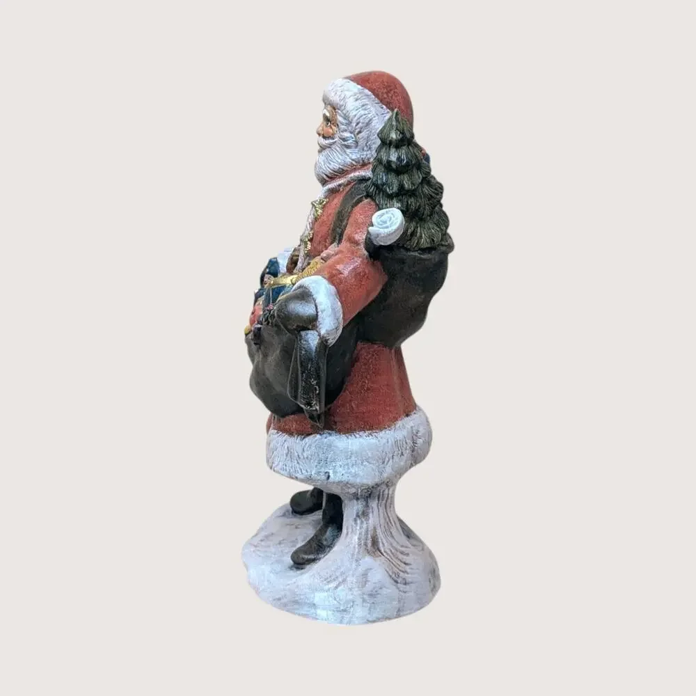 Vintage Handpainted Ceramic Santa Toy Bag Figurine